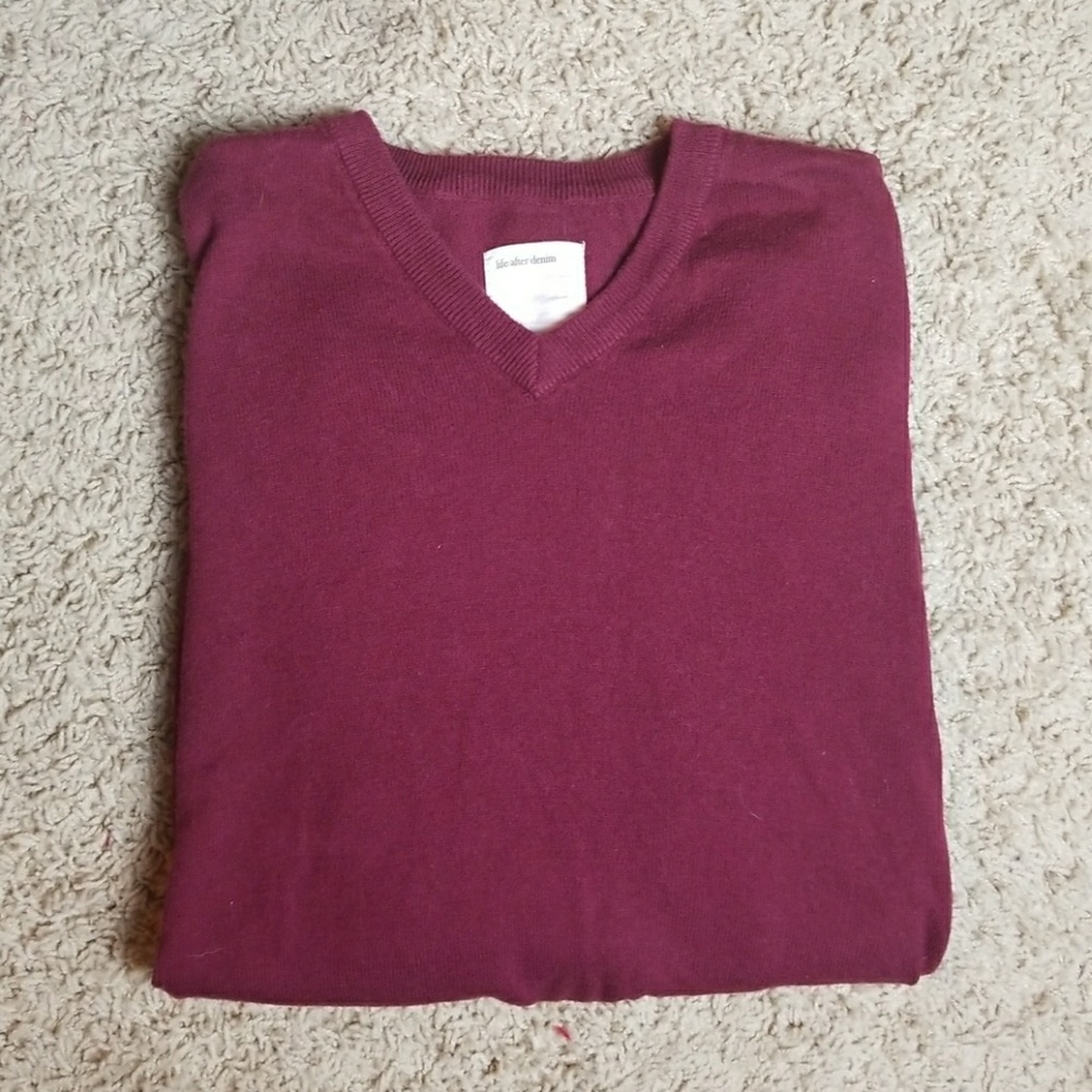 Life after denim maroon v neck sweater
